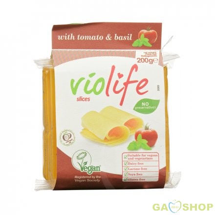 Violife növényi sajt paradicsom-BAZSALIKOM szeletelt